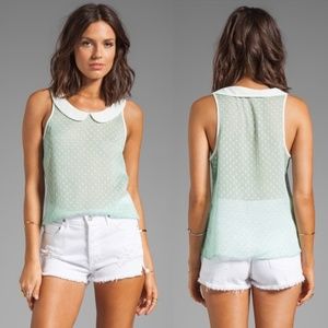 BB Dakota Sheer Peter Pan Collar Dot Blouse